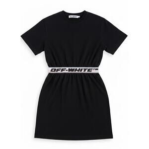 $331 Off-White Kids Girl's Black Logo Band Sweatshirt Dress Size Medium Luxury